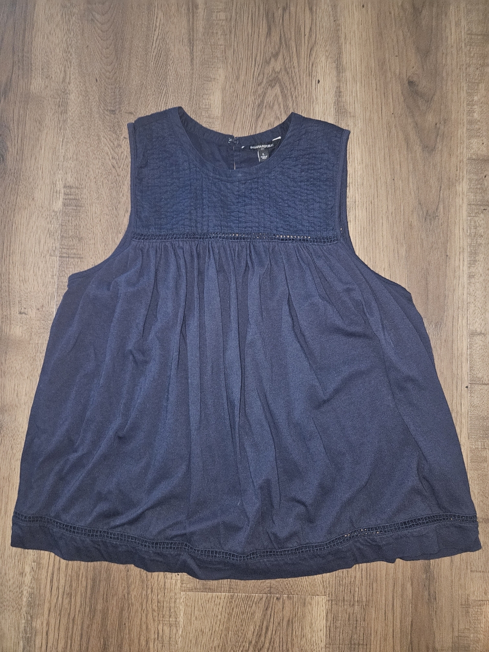 Banana Republic Navy Sleeveless Gathered Yoke Tank